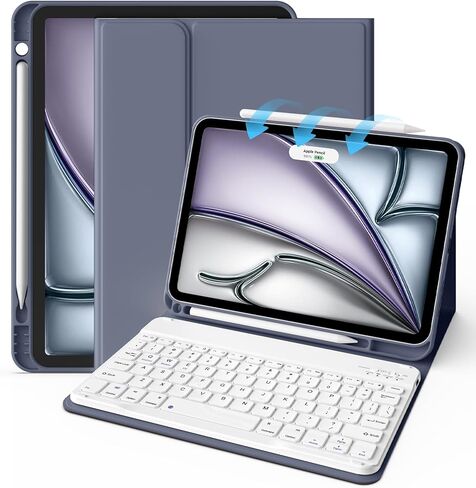 حافظة لوحة مفاتيح JKSML لجهاز iPad Air 11 بوصة M3/M2(2025/2024)، حافظة iPad Air الجيل الخامس/4th 2022/2020 10.9 بوصة، غطاء لوحة مفاتيح بلوتوث لاسلكي قابل للفصل مع حامل قلم رصاص، أخضر داكن in Kuwait
