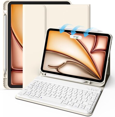 حافظة لوحة مفاتيح JKSML لجهاز iPad Air 11 بوصة M3/M2(2025/2024)، حافظة iPad Air الجيل الخامس/4th 2022/2020 10.9 بوصة، غطاء لوحة مفاتيح بلوتوث لاسلكي قابل للفصل مع حامل قلم رصاص، أخضر داكن in Kuwait