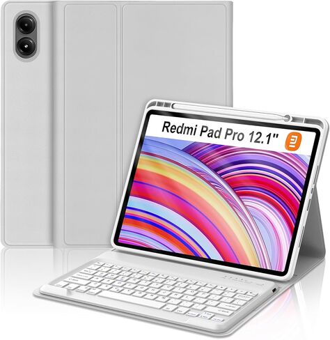 Touch Keyboard Case for Xiaomi Redmi Pad 2 Pro 12.1" 2025, 7 Colors Backlit Detachable Bluetooth Keyboard, Multi-Touch Trackpad, Folio Cover with Pencil Holder for Redmi Pad Pro/Xiaomi Poco Pad 12.1" in Saudi Arabia