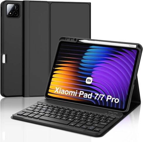 Touch Keyboard Case for Xiaomi Redmi Pad 2 Pro 12.1" 2025, 7 Colors Backlit Detachable Bluetooth Keyboard, Multi-Touch Trackpad, Folio Cover with Pencil Holder for Redmi Pad Pro/Xiaomi Poco Pad 12.1" in Saudi Arabia