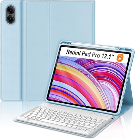 Touch Keyboard Case for Xiaomi Redmi Pad 2 Pro 12.1" 2025, 7 Colors Backlit Detachable Bluetooth Keyboard, Multi-Touch Trackpad, Folio Cover with Pencil Holder for Redmi Pad Pro/Xiaomi Poco Pad 12.1" in Saudi Arabia