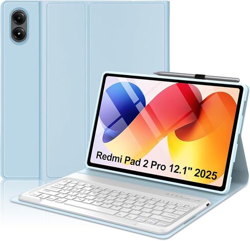Touch Keyboard Case for Xiaomi Redmi Pad 2 Pro 12.1" 2025, 7 Colors Backlit Detachable Bluetooth Keyboard, Multi-Touch Trackpad, Folio Cover with Pencil Holder for Redmi Pad Pro/Xiaomi Poco Pad 12.1" in Saudi Arabia