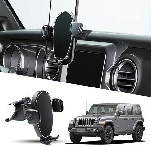 حامل هاتف لسيارة Jeep Wrangler / Gladiator 2018-2023، حامل هاتف السيارة للوحة القيادة - قابل للدوران 360 درجة وقابل للتعديل - حامل سيارة للهاتف المحمول بدون استخدام اليدين، ملحقات داخلية للسيارة لسيارة Jeep Wrangler in Kuwait