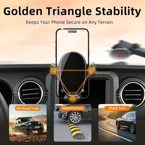 حامل هاتف لسيارة Jeep Wrangler / Gladiator 2018-2023، حامل هاتف السيارة للوحة القيادة - قابل للدوران 360 درجة وقابل للتعديل - حامل سيارة للهاتف المحمول بدون استخدام اليدين، ملحقات داخلية للسيارة لسيارة Jeep Wrangler in Kuwait