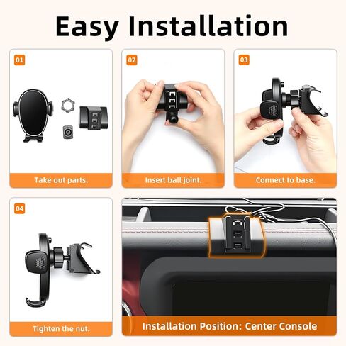 حامل هاتف لسيارة Jeep Wrangler / Gladiator 2018-2023، حامل هاتف السيارة للوحة القيادة - قابل للدوران 360 درجة وقابل للتعديل - حامل سيارة للهاتف المحمول بدون استخدام اليدين، ملحقات داخلية للسيارة لسيارة Jeep Wrangler in Kuwait