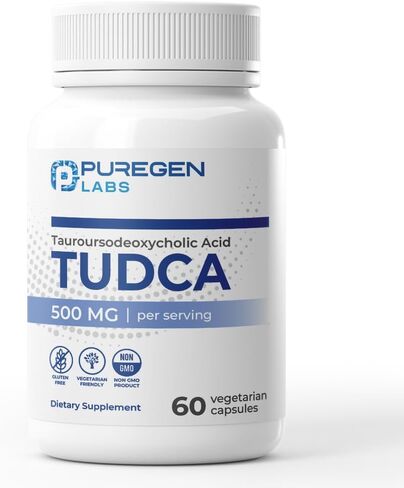 Puregen Labs TUDCA (حمض التورسوديوكسيكوليك) 500 ملغ لكل وجبة، مكمل الكبد بالأملاح الصفراوية | لا إضافات ضارة | غير معدل وراثيًا | خالي من الغلوتين | صنع في الولايات المتحدة الأمريكية - 60 كبسولة نباتية in Saudi Arabia