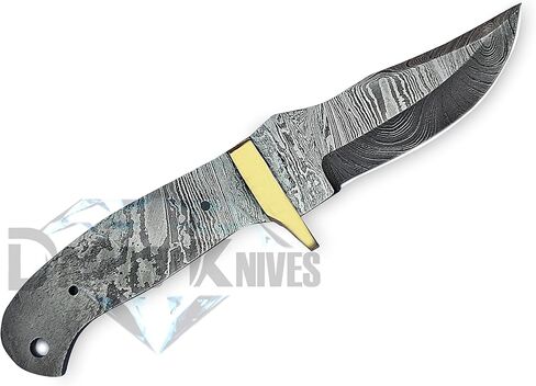 شفرة فارغة مخصصة مصنوعة يدويًا من الفولاذ الدمشقي مع مسند نحاسي لصنع السكين -HB08 in Kuwait