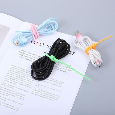 30 Pack Silicone Zip Ties, 8.2 Inch Colorful Tie Clips Rubber Reusable Twist Ties Cable Strap for Home Office Kitchen Cord Organizer Food Bag Sealing Tie in Saudi Arabia