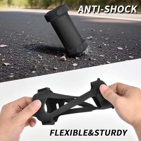 Silicone Cover for JBL Grip Compact Bluetooth Speaker, Portable Carrying Case with Adjustable Detachable Shoulder Strap for Bicycle - Black in Saudi Arabia