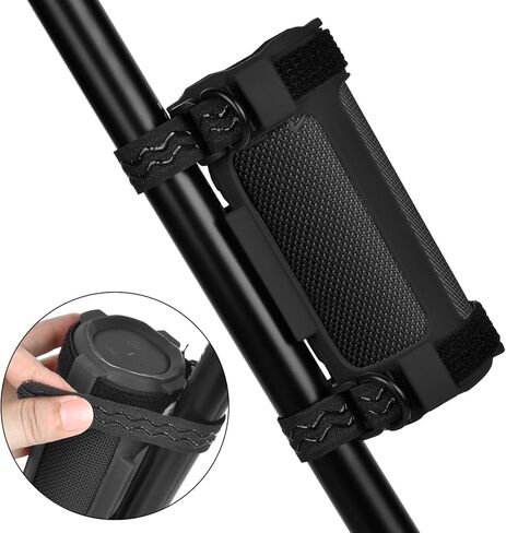 Silicone Cover for JBL Grip Compact Bluetooth Speaker, Portable Carrying Case with Adjustable Detachable Shoulder Strap for Bicycle - Black in Saudi Arabia