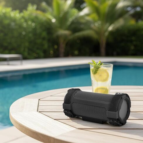 Silicone Cover for JBL Grip Compact Bluetooth Speaker, Portable Carrying Case with Adjustable Detachable Shoulder Strap for Bicycle - Black in Saudi Arabia
