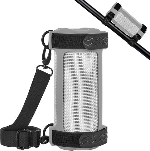 Silicone Cover for JBL Grip Compact Bluetooth Speaker, Portable Carrying Case with Adjustable Detachable Shoulder Strap for Bicycle - Black in Saudi Arabia