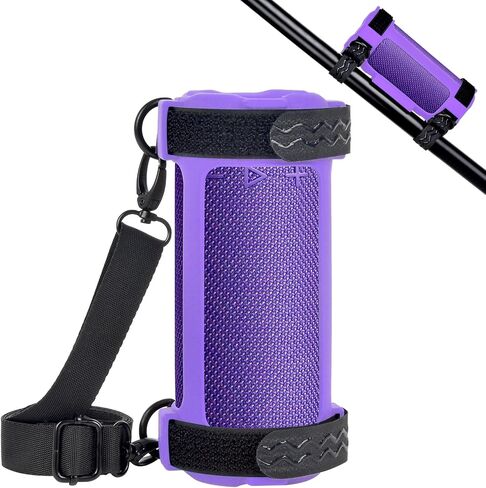 Silicone Cover for JBL Grip Compact Bluetooth Speaker, Portable Carrying Case with Adjustable Detachable Shoulder Strap for Bicycle - Black in Saudi Arabia