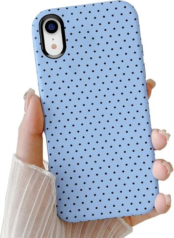 Cute Case for iPhone 12 Mini, Polka Dot Phone Case for iPhone 13 Mini Aesthetic Pattern Design, Hybrid 2-Layer Shockproof Protective Cover for Girls Women (White,12mini/13mini) in Kuwait