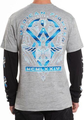 American Fighter Men's Long Sleeve Thermal T-Shirt, with Geometric Fighter Design Print, Front and Back Graphic in Saudi Arabia