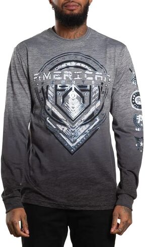 American Fighter Men's Long Sleeve Thermal T-Shirt, with Geometric Fighter Design Print, Front and Back Graphic in Saudi Arabia