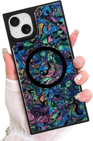 AIGOMARA Magnetic Rectangle for iPhone 16 Pro Max Case, Compatible with Magsafe Retro Amber Tortoiseshell for Women Girls Glossy Glitter Protective Phone Case with Screen Protector, Brown in Saudi Arabia