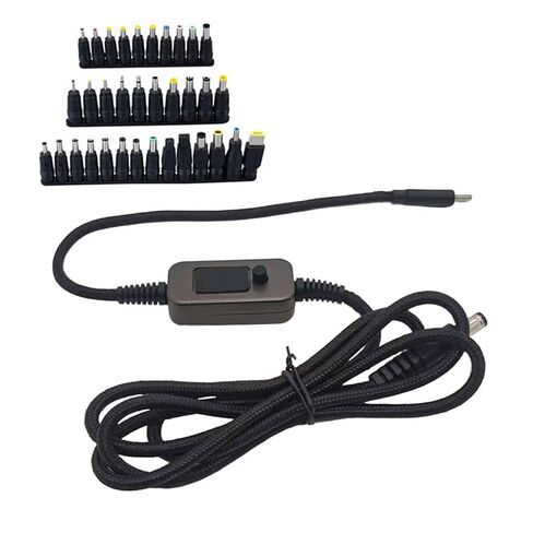 PD100W USB C إلى DC5521 سلك شحن سريع 5 فولت 9 فولت 12 فولت 15 فولت 20 فولت 5A كابل إمداد الطاقة قابل للتعديل مع محولات متعددة in Kuwait