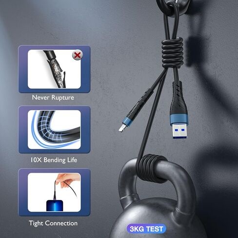 Short Charger Cable, 3Pack 1FT USB Cable (Blue) in Saudi Arabia