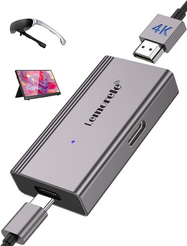 Lemorele HDMI to USB-C Adapter Supports 4K@60Hz, Fire TV Stick, and Xreal Air Conversion Box 5000mAh High-Capacity Battery, Compatible with AR Glasses/HDMI Displays/VITURE One/Rokid Air/TCL nxtwear s in Saudi Arabia