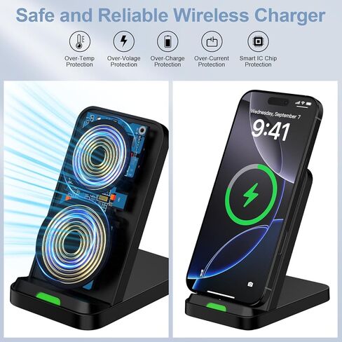 شاحن سامسونج اللاسلكي قاعدة شحن سريعة للهاتف المكتبي لهواتف Android Samsung Galaxy S25 Ultra/S24/S23/S22/S21/S20l، وسادة شاحن لاسلكية سريعة 15 وات لموتورولا إيدج 2025/G Stylus 5G/G Power 2025 in Kuwait