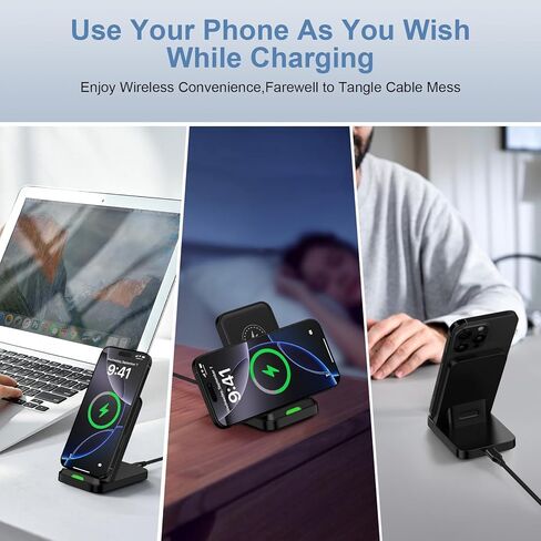 شاحن سامسونج اللاسلكي قاعدة شحن سريعة للهاتف المكتبي لهواتف Android Samsung Galaxy S25 Ultra/S24/S23/S22/S21/S20l، وسادة شاحن لاسلكية سريعة 15 وات لموتورولا إيدج 2025/G Stylus 5G/G Power 2025 in Kuwait