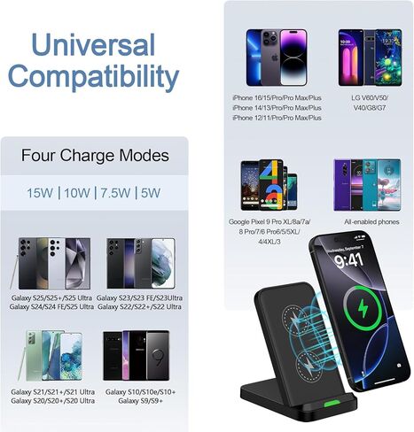 شاحن سامسونج اللاسلكي قاعدة شحن سريعة للهاتف المكتبي لهواتف Android Samsung Galaxy S25 Ultra/S24/S23/S22/S21/S20l، وسادة شاحن لاسلكية سريعة 15 وات لموتورولا إيدج 2025/G Stylus 5G/G Power 2025 in Kuwait