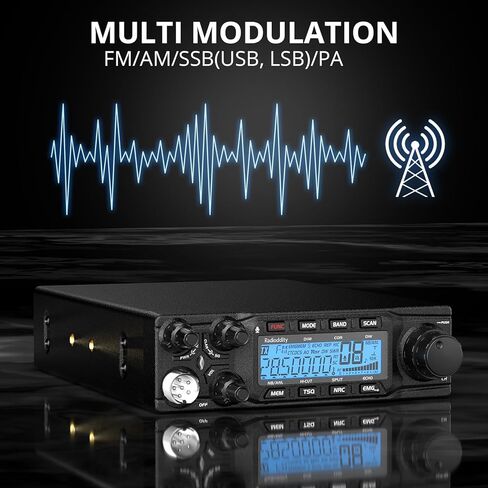Radioddity QT80 راديو بطول 10 أمتار، راديو هام للهواة عالي الطاقة 80 وات، جهاز إرسال واستقبال متنقل SSB/AM/FM/PA مع تقليل الضوضاء RX وTX، ASQ، تنبيه عالي SWR ومكبر صوت صغير خارجي RS58 5W in Kuwait