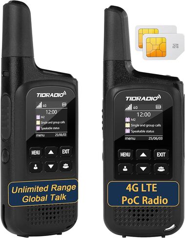 TIDRADIO TD-M2 Rapid Global 4G LTE Walkie Talkies Unlimited Range with SIM Cards, Manage via APP, Long Distance Nationwide PoC Two Way Radios for Family, Logistics, Truck Fleet, Mall, 2 Pack in Saudi Arabia