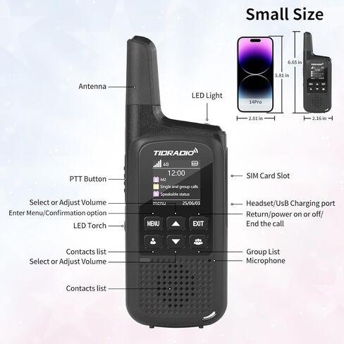 TIDRADIO TD-M2 Rapid Global 4G LTE Walkie Talkies Unlimited Range with SIM Cards, Manage via APP, Long Distance Nationwide PoC Two Way Radios for Family, Logistics, Truck Fleet, Mall, 2 Pack in Saudi Arabia
