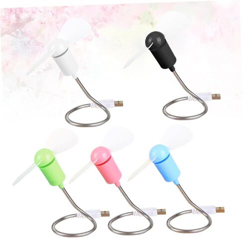 COHEALI 5 قطع USB صغيرة مرنة مراوح مكتب صامتة مراوح تبريد محمولة لأجهزة الكمبيوتر المحمول وأجهزة الكمبيوتر المحمولة، محركات هواء صغيرة قابلة للتعديل مناسبة للاستخدام المنزلي المكتبي لون عشوائي in Kuwait