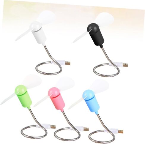 5 قطع من مراوح مكتب USB صغيرة مرنة وهادئة لتبريد الكمبيوتر، مراوح USB صغيرة محمولة مع رقبة قابلة للتعديل للاستخدام في المنزل والمكتب والسفر (لون عشوائي) in Kuwait