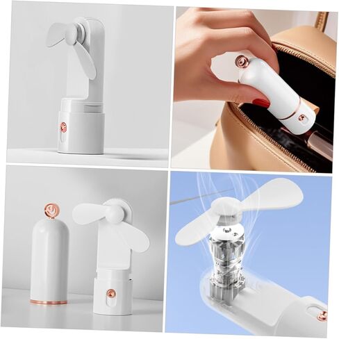 Vaguelly Mini Handheld USB Fan 2000mah Rechargeable Portable Personal Cooling Fan with 3-speed Settings Foldable White for Travel Office Outdoor Use in Saudi Arabia