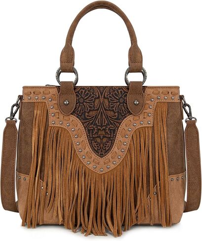 Trinity Ranch Tote Bag Floral Tooled Fringe Western Handbag in Saudi Arabia