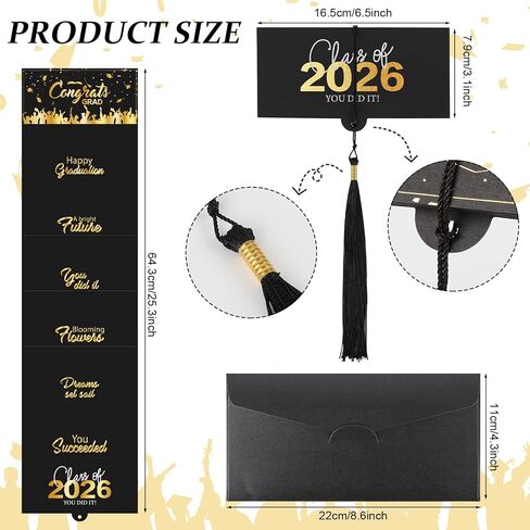 2025 Graduation Money Cards with Envelope, Graduation Gift Card Money Holder 2025, Graduation Money Holder for Cash for College High School Graduation Party (Black Gold) in Saudi Arabia