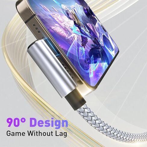USB C to L Cable 6.6FT, PD20W Fast Charger Cable for Apple iPhone, Durable Nylon Braided Cord Type-C Power Wire Fast Charging for iPhone 14 13 12 11 Pro Max Xr Xs 8 7 6 Plus and More, Gray in Saudi Arabia