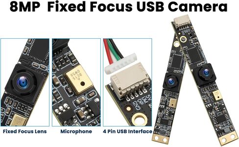 8MP Ultra HD USB Camera with Microphone,2448P 30fps,105° Wide Angle Lens Lightburn Compatible for 3D Printers Plug and Play Works with Windows,Mac,Linux, Raspberry Pi in Saudi Arabia