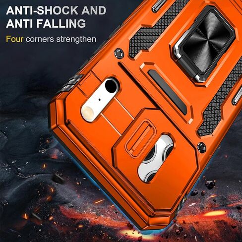 Orange Case Compatible with iPhone 17 Pro Max with Camera Protection & Stand, with Screen Protector, Military-Grade Drop Shockproof Protection Cover, for i Phone 17 Pro Max in Saudi Arabia