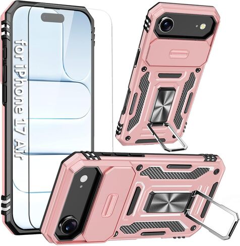 Orange Case Compatible with iPhone 17 Pro Max with Camera Protection & Stand, with Screen Protector, Military-Grade Drop Shockproof Protection Cover, for i Phone 17 Pro Max in Saudi Arabia