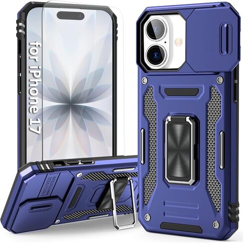 Orange Case Compatible with iPhone 17 Pro Max with Camera Protection & Stand, with Screen Protector, Military-Grade Drop Shockproof Protection Cover, for i Phone 17 Pro Max in Saudi Arabia