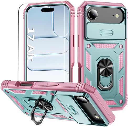 Orange Case Compatible with iPhone 17 Pro Max with Camera Protection & Stand, with Screen Protector, Military-Grade Drop Shockproof Protection Cover, for i Phone 17 Pro Max in Saudi Arabia