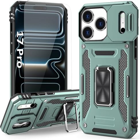 Orange Case Compatible with iPhone 17 Pro Max with Camera Protection & Stand, with Screen Protector, Military-Grade Drop Shockproof Protection Cover, for i Phone 17 Pro Max in Saudi Arabia