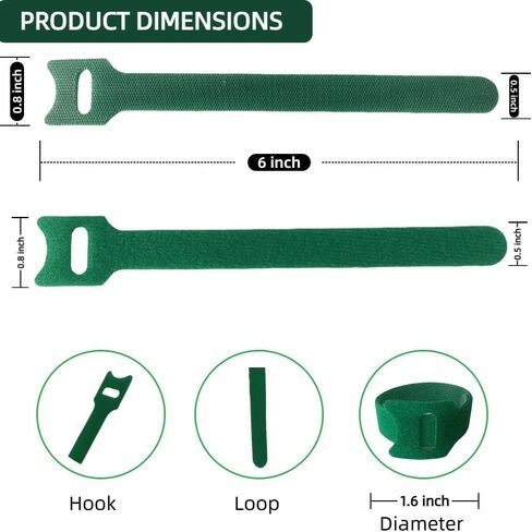 100PCS, 6 - Inch Adjustable Anti-Slip Nylon Plant Ties & Straps Featuring Hook and Loop Fasteners - Reusable for Climbing Plants Support and Gardening Applications in Saudi Arabia