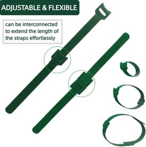 100PCS, 6 - Inch Adjustable Anti-Slip Nylon Plant Ties & Straps Featuring Hook and Loop Fasteners - Reusable for Climbing Plants Support and Gardening Applications in Saudi Arabia