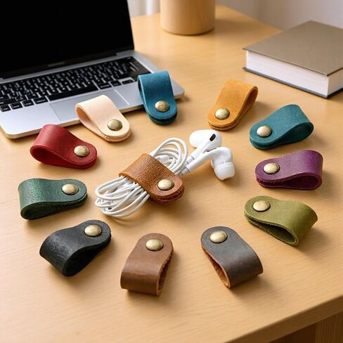 Cord Organizer 10 Pack, Colorful Leather Cable Organizer, Cord Keeper, Phone Wire Organizers Ties, USB Holder Phone Wire Organizers Earphone Winder in Saudi Arabia