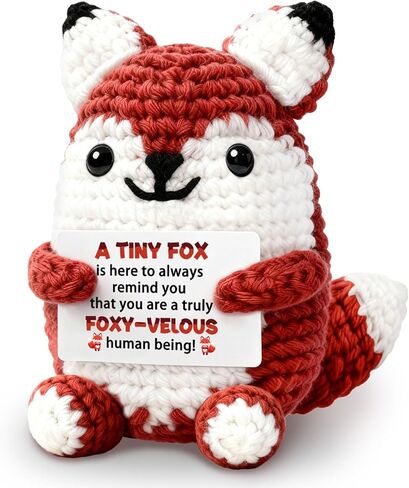 إيجابية الكروشيه الثعلب الحيوانات المحشوة الثعلب Plushie هدية للنساء الرجال عيد الفصح سلة الاشياء الهدايا العاطفية الكروشيه دعم الثعلب متجهم من القطيفة هدايا عيد ميلاد لابنة ابن in Kuwait