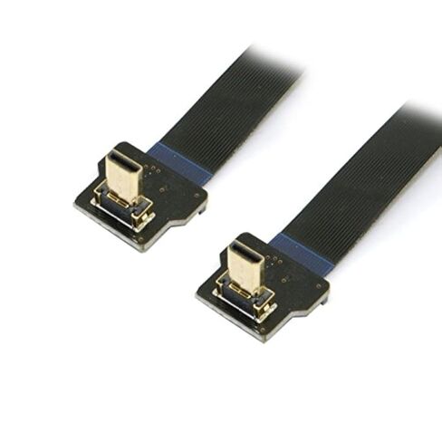 Cablecc 90 Degree Up Angled FPV Micro HDMI Male to Micro HDMI FPC Flat Cable 20cm for GOPRO Multicopter Aerial Photography in Saudi Arabia