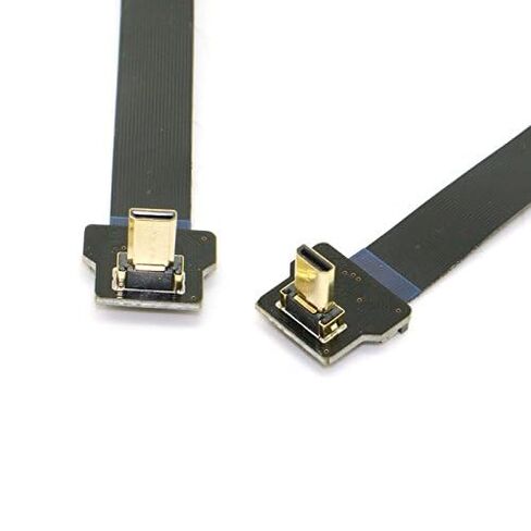 Cablecc 90 Degree Up Angled FPV Micro HDMI Male to Micro HDMI FPC Flat Cable 20cm for GOPRO Multicopter Aerial Photography in Saudi Arabia