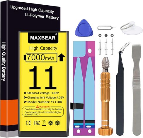 MAXBEAR [7000mAh] Battery for iPhone 11, (2023 New Version) 0 Cycle Ultra High Capacity Battery Replacement for iPhone 11 6.1" Model A2111, A2221, A2223 with Repair Tool Kit in Saudi Arabia