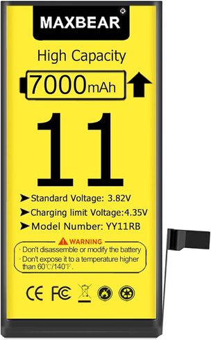 MAXBEAR [7000mAh] Battery for iPhone 11, (2023 New Version) 0 Cycle Ultra High Capacity Battery Replacement for iPhone 11 6.1" Model A2111, A2221, A2223 with Repair Tool Kit in Saudi Arabia